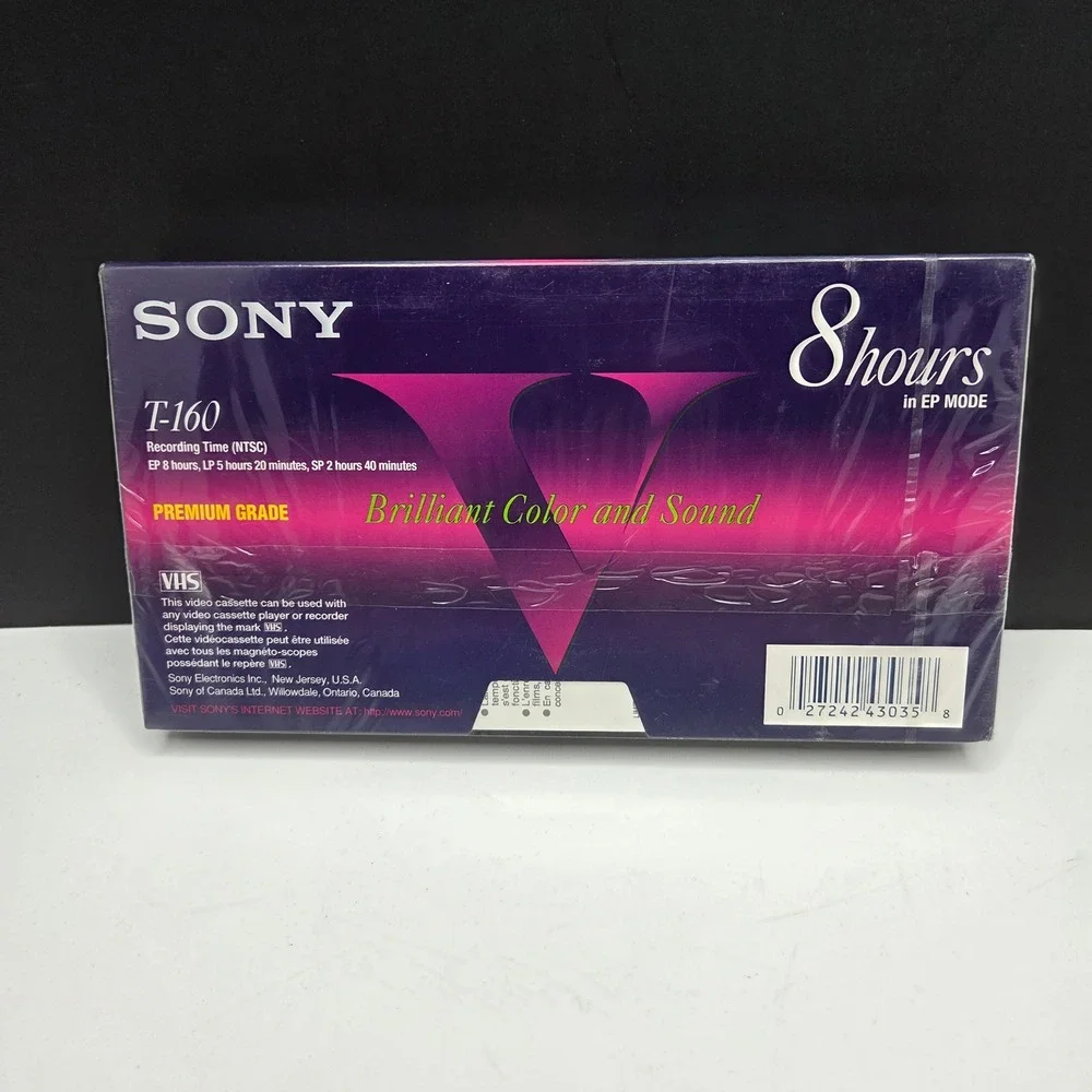 Sony T-160 Blank VHS Tape Premium Grade 8 Hour Sealed New T160 Made in USA